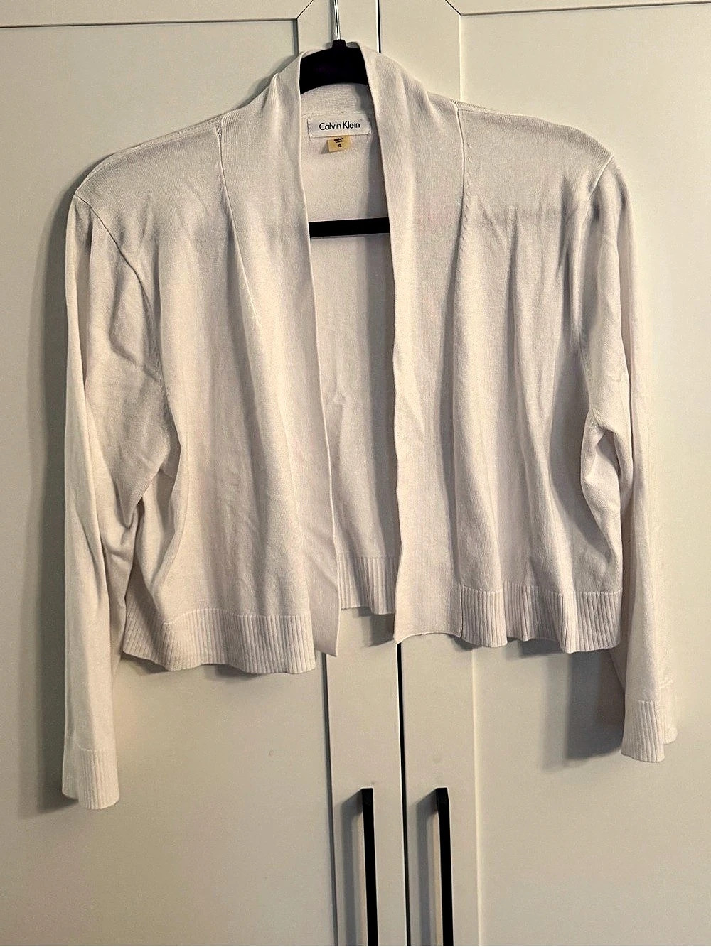 Calvin Klein Open Front Cardigan in White Size XL Like New